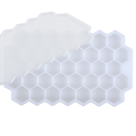 1pc Ice Tray Mold; Honeycomb Silicone Ice Tray; Hexagonal Ice Tray; 37 Grids Honeycomb Ice Tray; Ice Cube Mold; Honeycomb Ice Box; Ice Ball (Green: White)