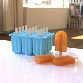 1pc New Summer Ice Cream Tools With Wooden Sticks Silicone Popsicle Molds Custom Mini Silicone Ice Cream Popsicle Mold (Green: Blue)
