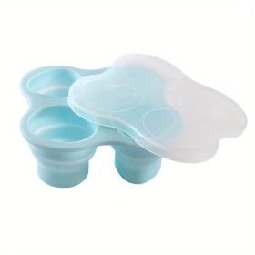 1pc Silicone Storage Folding Ice Sphere Tray Ice Cube Ice Sphere Mold Food Supplement Box With Lid Folding Fruit Snacks Storage Round Ice Sphere Tray (Green: Nordic Blue)