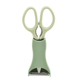 2pcs Kitchen Scissors & Vegetables Peeler; Stainless Steel Multifunctional Food Scissors (Green: Green)