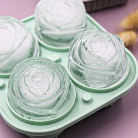 1pc Rose Shaped Ice Cube Tray; Silicone Ice Cube Mold; Kitchen Gadget (Green: Ai Green)