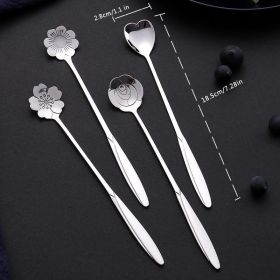 4pcs/set Coffee Scoop; Ice Cream Dessert Scoop; Stainless Steel Long Handle Mug Stirring Spoon (Green: Silvery, size: 4PC Set)