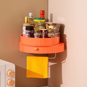 1pc; Kitchen Rotary Shelf; Multifunctional Storage Tray Wall Mount; Spice Storage Holder Dispenser; Punch Free Kitchen Caddy Organizer With Adhesive (Green: Red)
