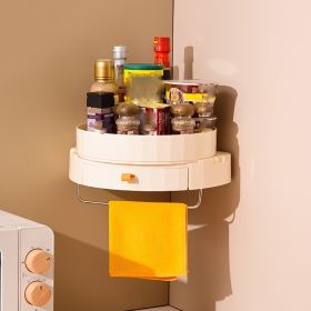 1pc; Kitchen Rotary Shelf; Multifunctional Storage Tray Wall Mount; Spice Storage Holder Dispenser; Punch Free Kitchen Caddy Organizer With Adhesive (Green: White)