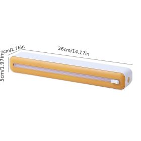 1pc Plastic Film Cutter; Refrigerator Magnetic Suction Plastic Film Universal Cutting Box; Kitchen Tin Paper Cutting; Kitchen Accessories (Green: Yellow)