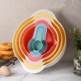 8pcs Mixing Bowl Set; Colorful Kitchen Strainer Basket; Colander Bowls; BPA Free; Plastic Nesting Bowls; Baking Tools (Green: Color 8-piece Set)