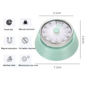 Kitchen Timer Stainless Steel Mechanical Reminder Countdown with Magnet Cooking Teaching Multifunctional Baking Reminder (Green: Blue)