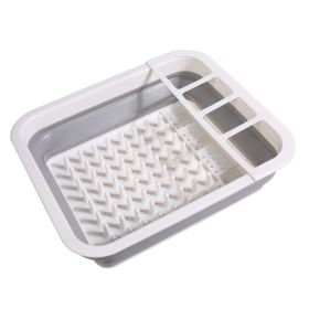 1pc Dish Drying Rack; Foldable Dish Rack For Kitchen Counter; Large Dish Drainers Utensil Holder For Soup Bowls; Dinner Plates (Green: Grey White Drying Rack)