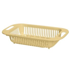 1pc Retractable Fruits And Vegetables Drain Basket; Extendable Over The Sink; Adjustable Strainer; Sink Washing Basket For Kitchen (Green: Beige Color)