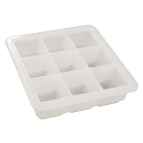 1pc Silicone Ice Tray; Food Grade Silicone Ice Cube Ice Box With Lid; Ice Mold For Complementary Food (Green: 9 Ice Trays With Lid-Transparent Color)