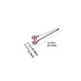 1pc Silicone Small Clip; Kitchen Tongs; Square Sugar Ice Cube Silicone Meal Clip; 0.98"x5.71" (Green: Pink)