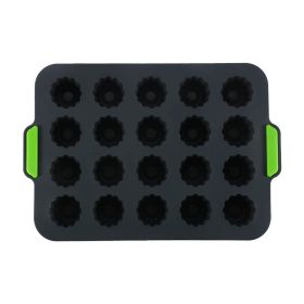 1pc 20 Cavity Jelly Tray; Food Grade Nonstick Silicone Mold; Pudding Fruit Ice Cube Mold; Kitchen Cooking Tools (Green: Dark Gay)