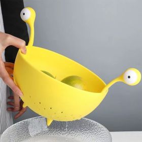 1pc Kitchen Strainer - Big-Eyed Monster Design BPA-Free Food Strainer For Fruits And Pasta - Fun And Safe (Green: Yellow)