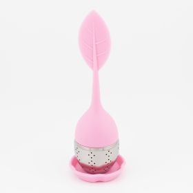 1pc/7pcs Tea Infuser Silicone Handle Stainless Steel Strainer Drip Tray Included - Loose Tea Steeper - Best Tea Infuser For Loose Leaf Or Herbal Tea (Green: 1 Pack Pink)