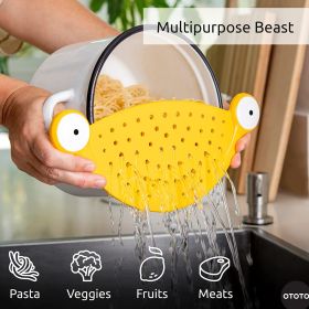 1pc Pasta Strainer - Cute Monster Eye Design - BPA Free Food Strainer For Kitchen - Noodle And Pot Strainer Kitchen Accessory Gift (Green: Yellow)