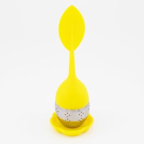 1pc/7pcs Tea Infuser Silicone Handle Stainless Steel Strainer Drip Tray Included - Loose Tea Steeper - Best Tea Infuser For Loose Leaf Or Herbal Tea (Green: 1 Pack Yellow)