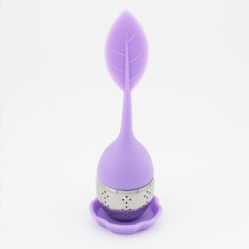 1pc/7pcs Tea Infuser Silicone Handle Stainless Steel Strainer Drip Tray Included - Loose Tea Steeper - Best Tea Infuser For Loose Leaf Or Herbal Tea (Green: 1 Pack Purple)
