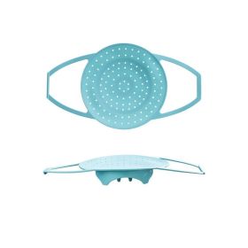 1pc Silicone Steamer Basket Air Holes Design With Feet And Handle For Pan Reusable Silicone Easy To Clean And Store Food Grade Material Steamer (Green: Blue)