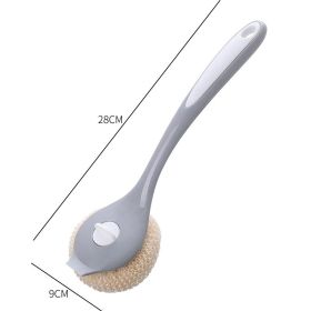 Kitchen Cleaning Brush Pot Dishwashing Tools Decontamination Dish Bowl Pot Washing Brush Degradable Fiber Household Accessories (Green: Long Handle Gray)