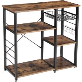 3-Tier Industrial Kitchen Baker's Rack Utility Microwave Oven Stand Storage Cart Workstation Shelf, Vintage (Green: Brown)