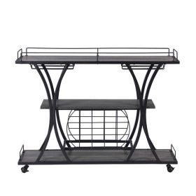 Industrial Bar Cart Kitchen Bar&Serving Cart for Home with Wheels 3 -Tier Storage Shelves (Green: as picture)